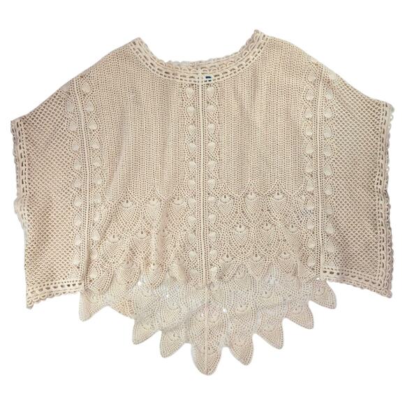 Sparrow by Anthropologie | Cream, Scalloped Crochet Poncho | Size XS/S - Picture 6 of 6